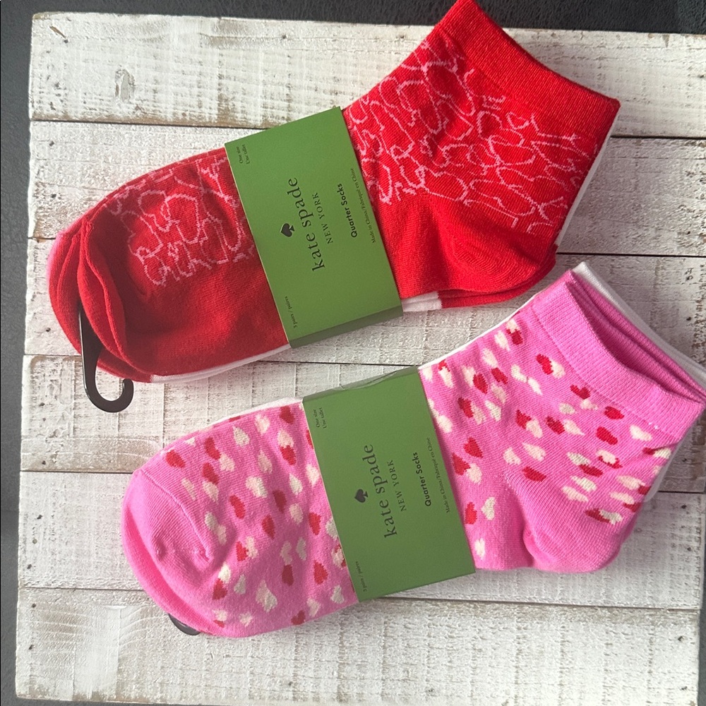 Nwt Kate spade hearts quarter socks sets